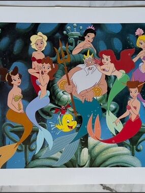 Vintage lithograph The Little Mermaid Castle Court Print — disney Ariel